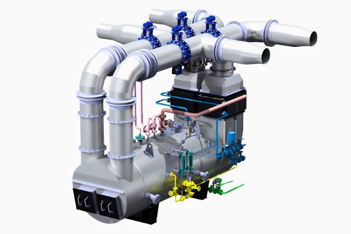 Групова схема котла-утилізатора для кількох когенераційних установок