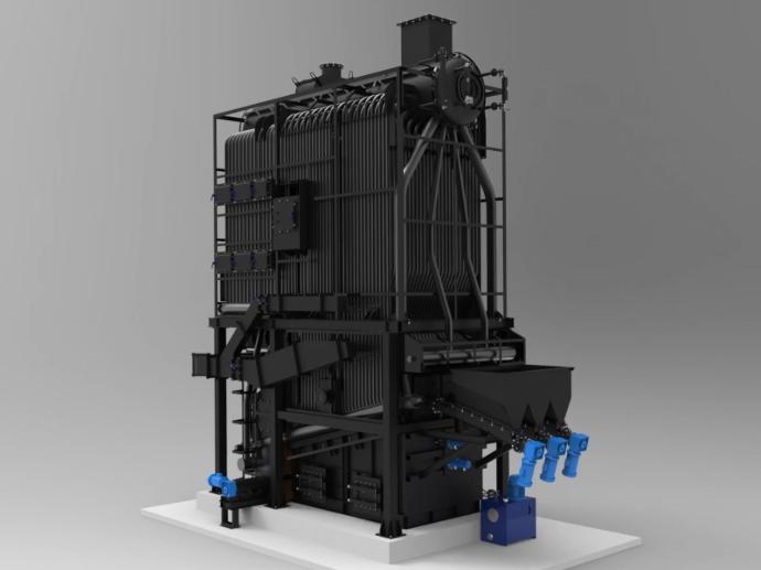 3D-рендер біомасового парового котла на лушпині вівса