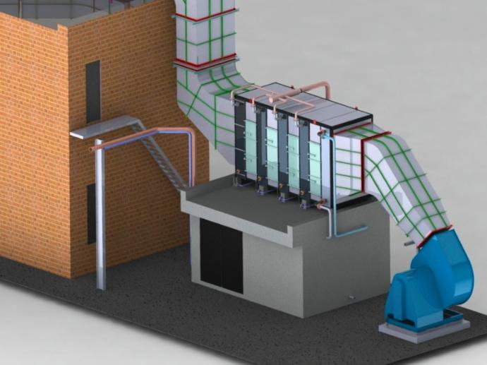 3D-рендер парового повітронагрівача для зерносушарки